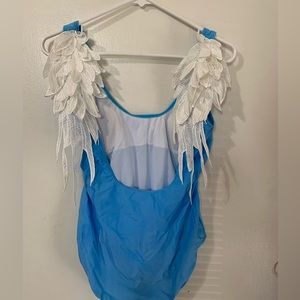 NWOT Women’s blue one piece Angel wing’s bathing suit